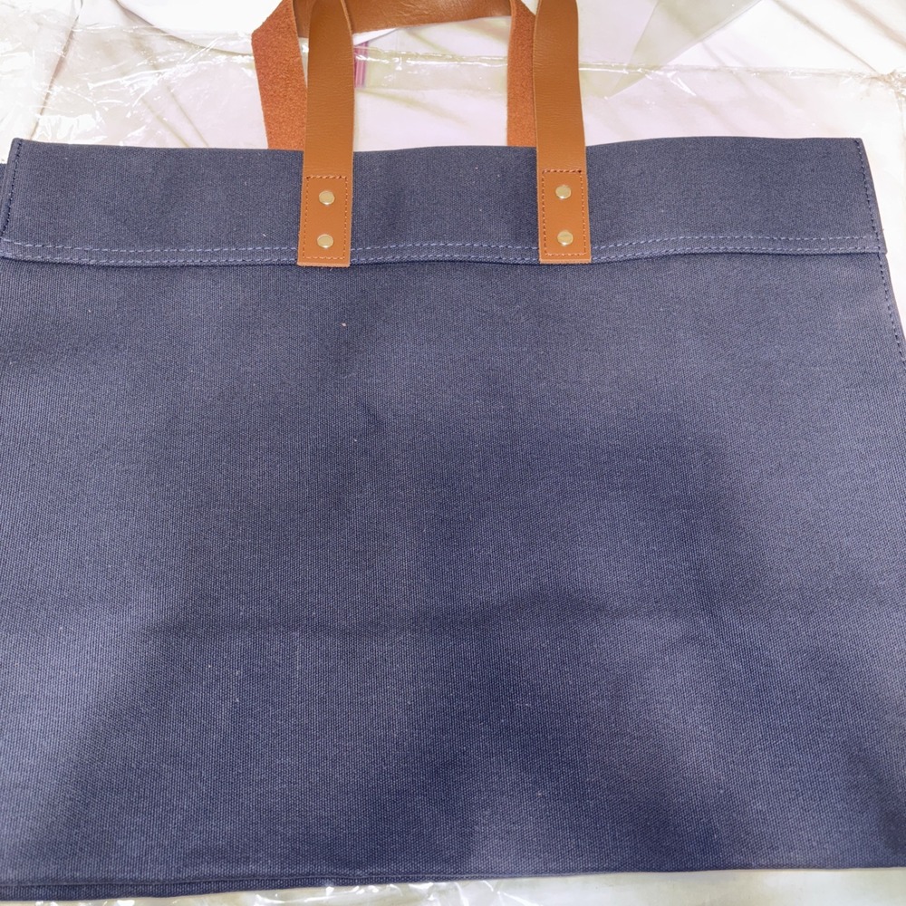 Ballard Designs‎ Stag Antler Navy Blue Canvas Bag Purse Tote New Medium - Picture 3 of 9